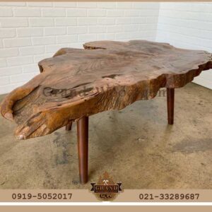 میز دفرمه روستیک ساخته شده با چوب گردو
