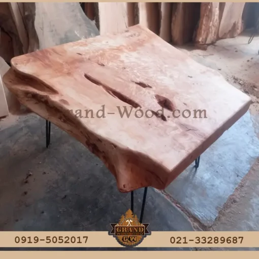 خرید میز جلو مبلی چوب توسکا روستیک پایه سنجاقی