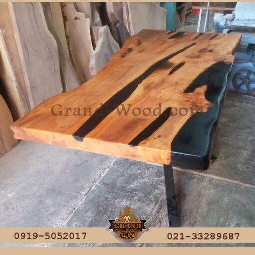 میز نهارخوری اسلب روستیک ترکیب رزین اپوکسی مشکی - تصویر 2