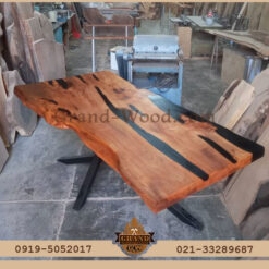 میز نهارخوری اسلب روستیک ترکیب رزین اپوکسی مشکی