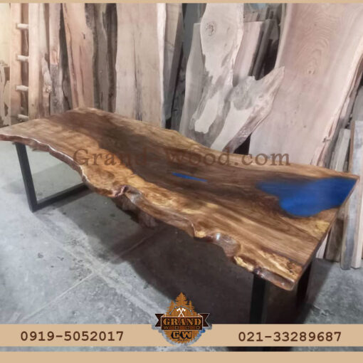 سفارش و قیمت میز ناهار خوری ۱۲ نفره اسلب روستیک ترکیب رزین اپوکسی