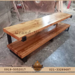 میز تی وی روستیک دو طبقه ترکیب چوب و فلز