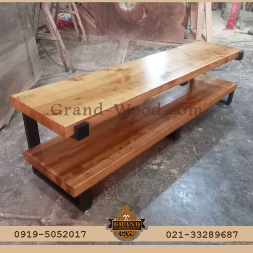 میز تی وی روستیک دو طبقه ترکیب چوب و فلز