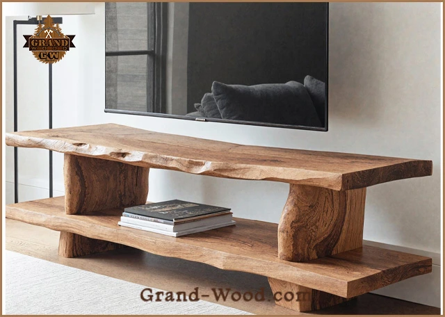 میز تلویزیون روستیک تنه درختی