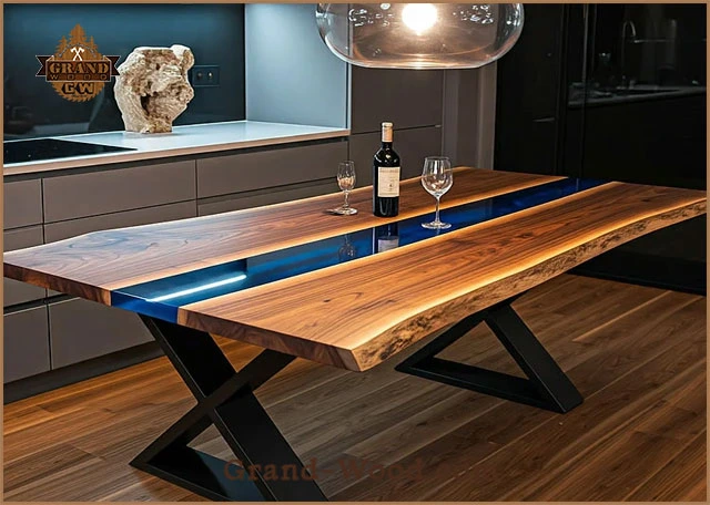 میز رزین اپوکسی ناهار خوری روستیک