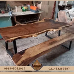 قیمت میز ناهار خوری اسلب روستیک ۶ نفره با چوب گردو سیاه الموت