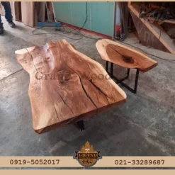 خرید میز جلو مبلی و عسلی روستیک با چوب بلوط